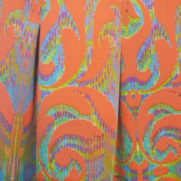 GABBY SKYE Women's Size 4P Dress ORANGE BAROQUE Fit & Flare, Stretch, Pockets - Picture 6 of 8